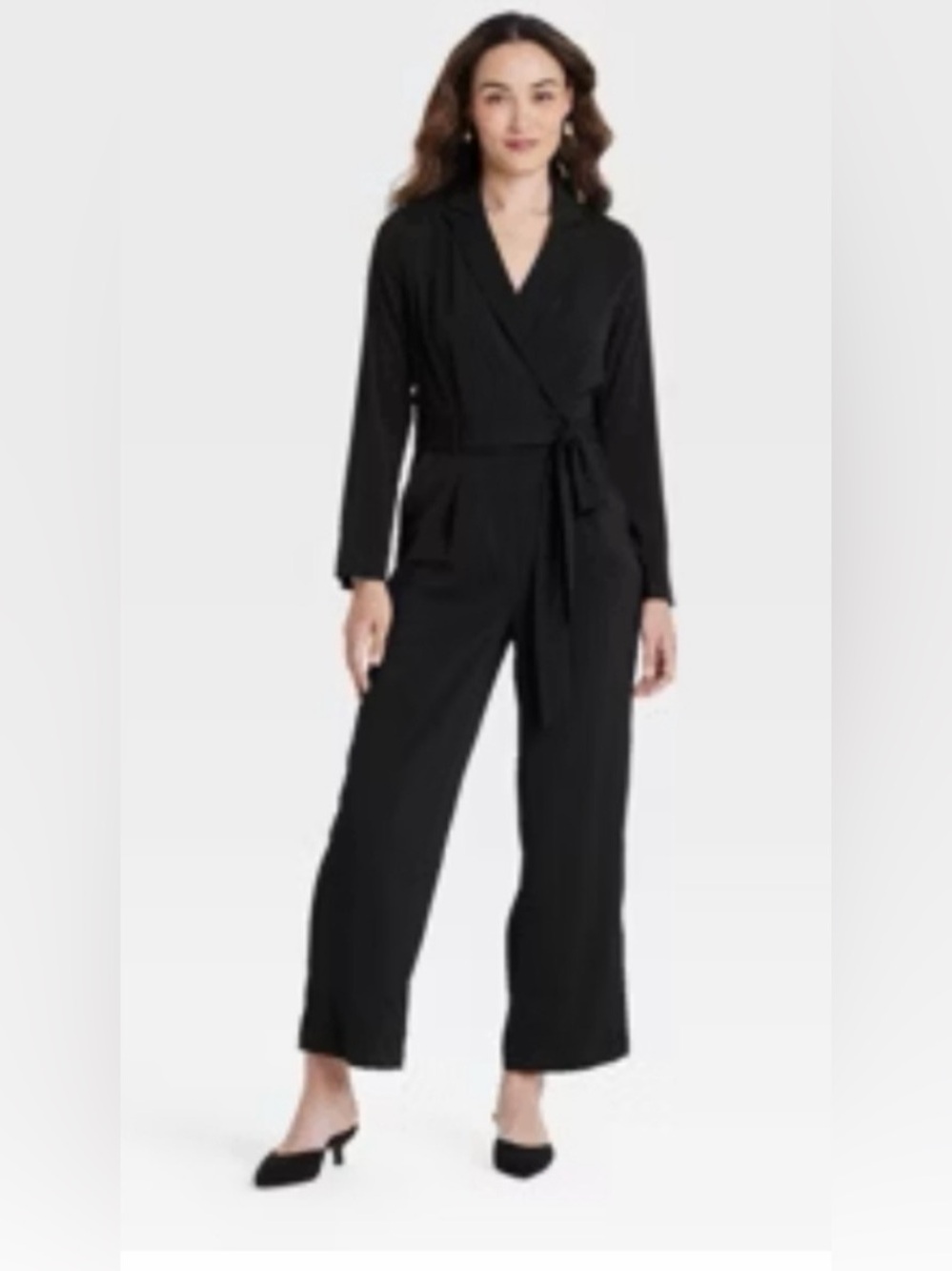 Black Wrap Front Jumpsuit with Tie Waist XXL
